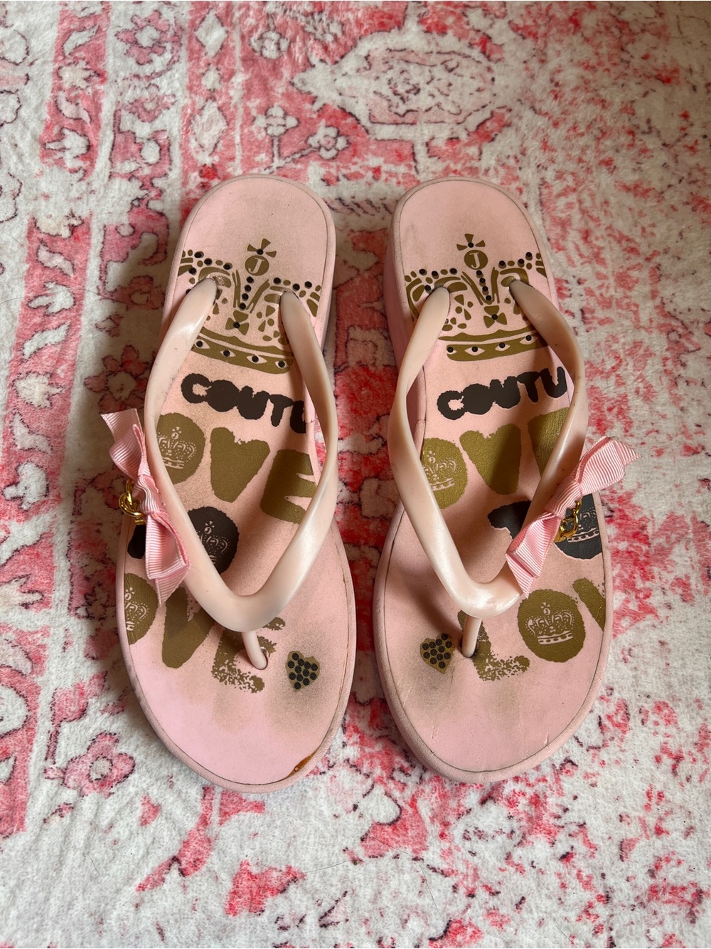 Juicy Couture Vintage Wedge Flip Flops